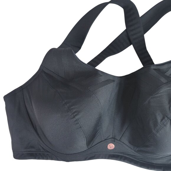 LIVI Underwire Sports Bra Black 46DDD Full Coverage Molded Max Support Wicking - Picture 2 of 13